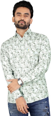 The style grove Men Printed Formal Gold Shirt