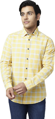 YU by Pantaloons Men Checkered Casual Yellow Shirt