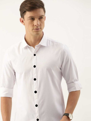 Tanupatu Men Solid Formal White Shirt