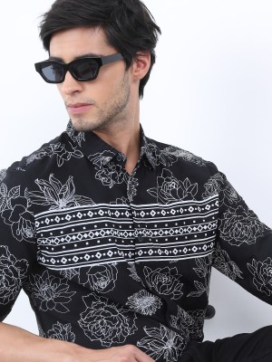 KETCH Men Printed Casual Black, White Shirt