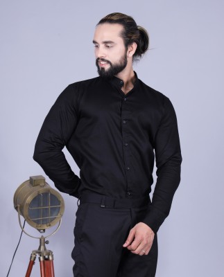 Tanip Men Solid Formal Black Shirt