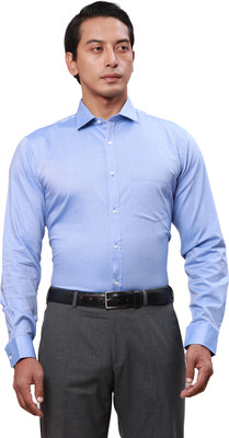 PARK AVENUE Men Self Design Formal Blue Shirt