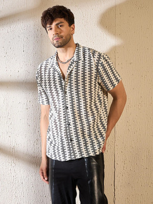FUGAZEE Men Striped Casual White Shirt
