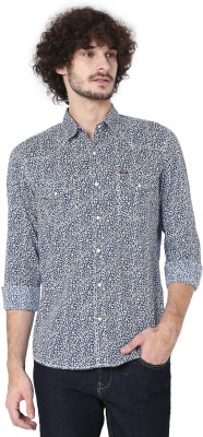 MUFTI Men Printed Casual Dark Blue, White Shirt