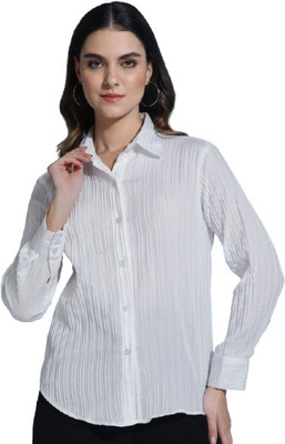 harshiv Women Self Design Casual White Shirt