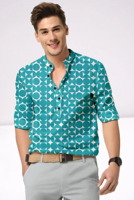 Vilantra Fashion Men Printed Casual Light Blue Shirt