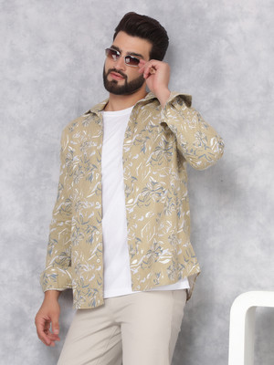 CRIMSOUNE CLUB Men Printed Casual Beige Shirt