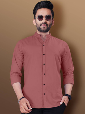 Selinta Men Solid Casual Pink Shirt