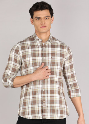 KILLER Men Checkered Casual Brown Shirt