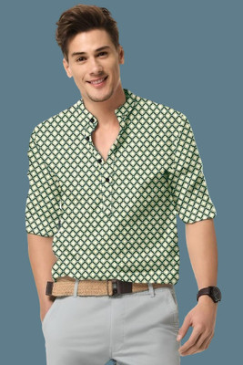 isuelfeb Men Solid Casual Green Shirt