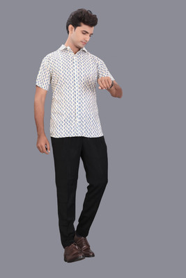 Alankrit Textiles Men Printed Casual Blue Shirt