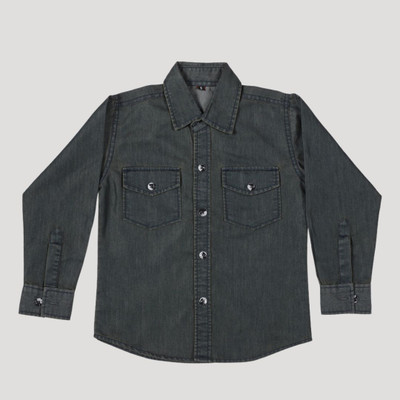 Cremlin Clothing Boys Washed Casual Dark Green Shirt