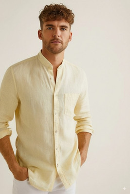 Dhakre fashion Men Solid Casual Cream Shirt