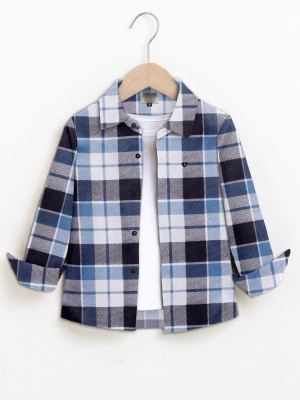 ZAKAR STYLE Boys Color Block Casual Blue Shirt