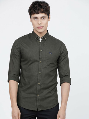 The Indian Garage Co. Men Solid Casual Green Shirt