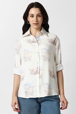 VAN HEUSEN Women Printed Casual White Shirt