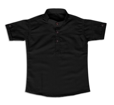 ZOONIC Boys Solid Casual Black Shirt