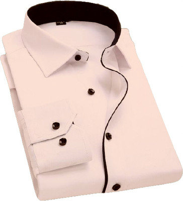 fashion corner Men Solid Formal Beige Shirt