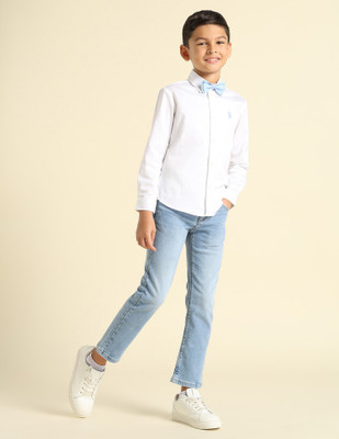 U.S. POLO ASSN. Boys Solid Casual White Shirt