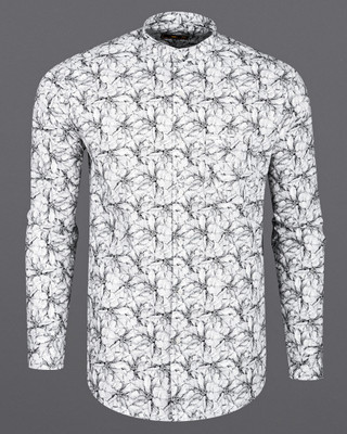 french crown Men Printed Casual White, Black Shirt