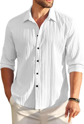 ROYAL SCOUT Men Self Design Casual White Shirt