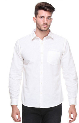 Super Waston Men Solid Casual White Shirt