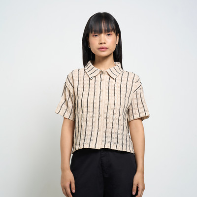 PEOPLE Women Striped Casual Brown Shirt