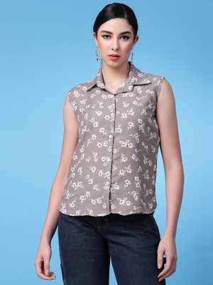 Oomph! Women Printed Casual Grey Shirt