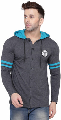 tfurnish Men Striped Casual Grey Shirt