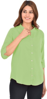 FABISHO Women Solid Casual Light Green Shirt