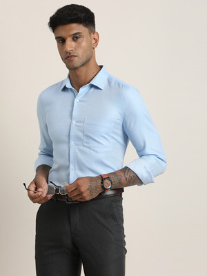 TURTLE Men Solid Formal Light Blue Shirt