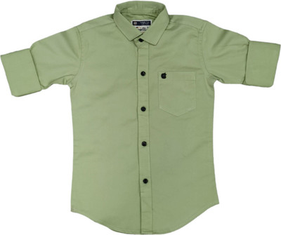 STYROVA. Boys Solid Casual Light Green Shirt