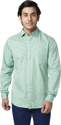 YU by Pantaloons Men Printed Casual Light Green, White, Blue Shirt