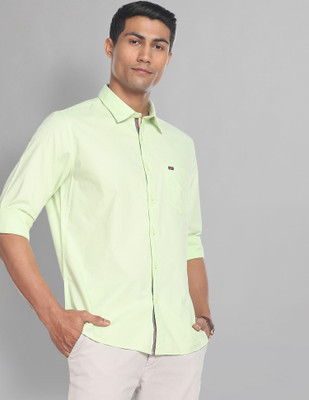AD by Arvind Men Solid Casual Green Shirt