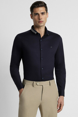 PETER ENGLAND Men Solid Formal Dark Blue Shirt