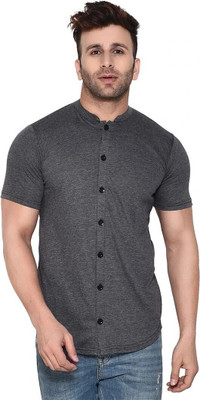 tfurnish Men Solid Casual Grey Shirt