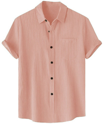 BASE 41 Men Solid Casual Orange Shirt