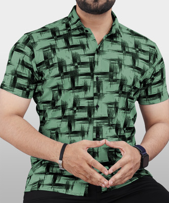 VeBNoR Men Printed Casual Light Green Shirt