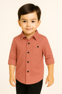 jabak creation Boys Solid Wedding & Party Pink Shirt