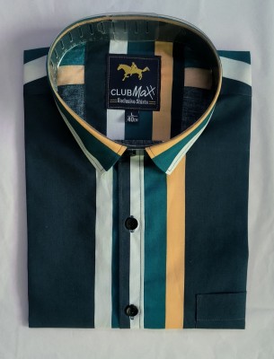 Club maxx Men Striped Casual Dark Green, Yellow, White Shirt