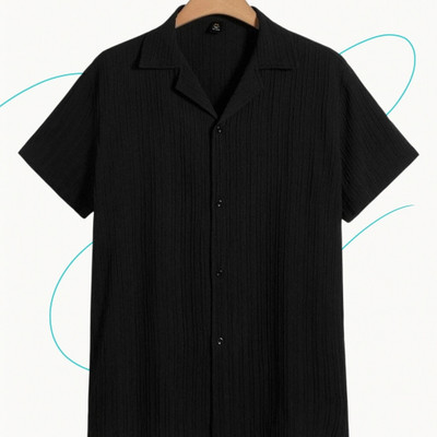 Dharamraj Fashion Men Self Design Casual Black Shirt