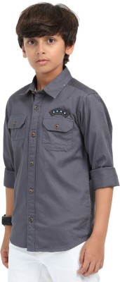 ROCKET SCIENCE Boys Solid Casual Grey Shirt