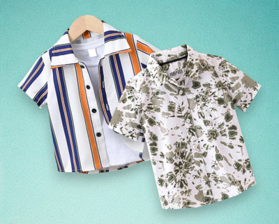 AMBARDI FASHION Boys Printed Casual Multicolor Shirt(Pack of 2)