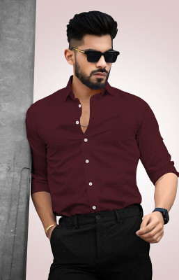 CHEAPSHIRTS Men Solid Formal Maroon Shirt
