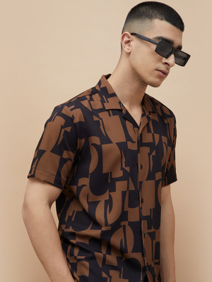 Forca by Lifestyle Men Printed Casual Brown Shirt