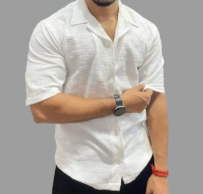 HouseOfCommon Men Solid Casual White Shirt