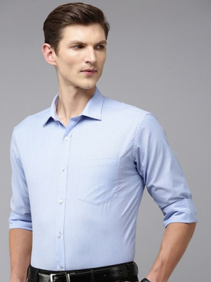 PARK AVENUE Men Self Design Formal Blue Shirt