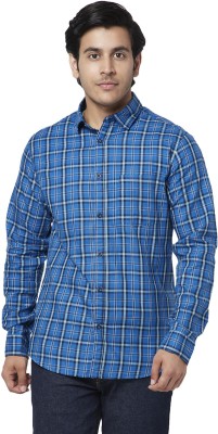 YU by Pantaloons Men Checkered Casual Dark Blue Shirt