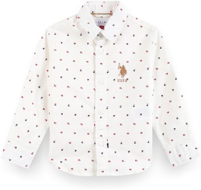 U.S. POLO ASSN. Boys Printed Casual White Shirt