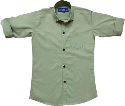THE TINGGE Boys Solid Casual Green Shirt
